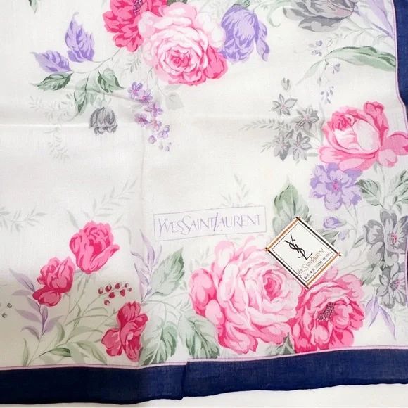 YSL Yves Saint Laurent Floral Handkerchief Scarf - Picture 4 of 5